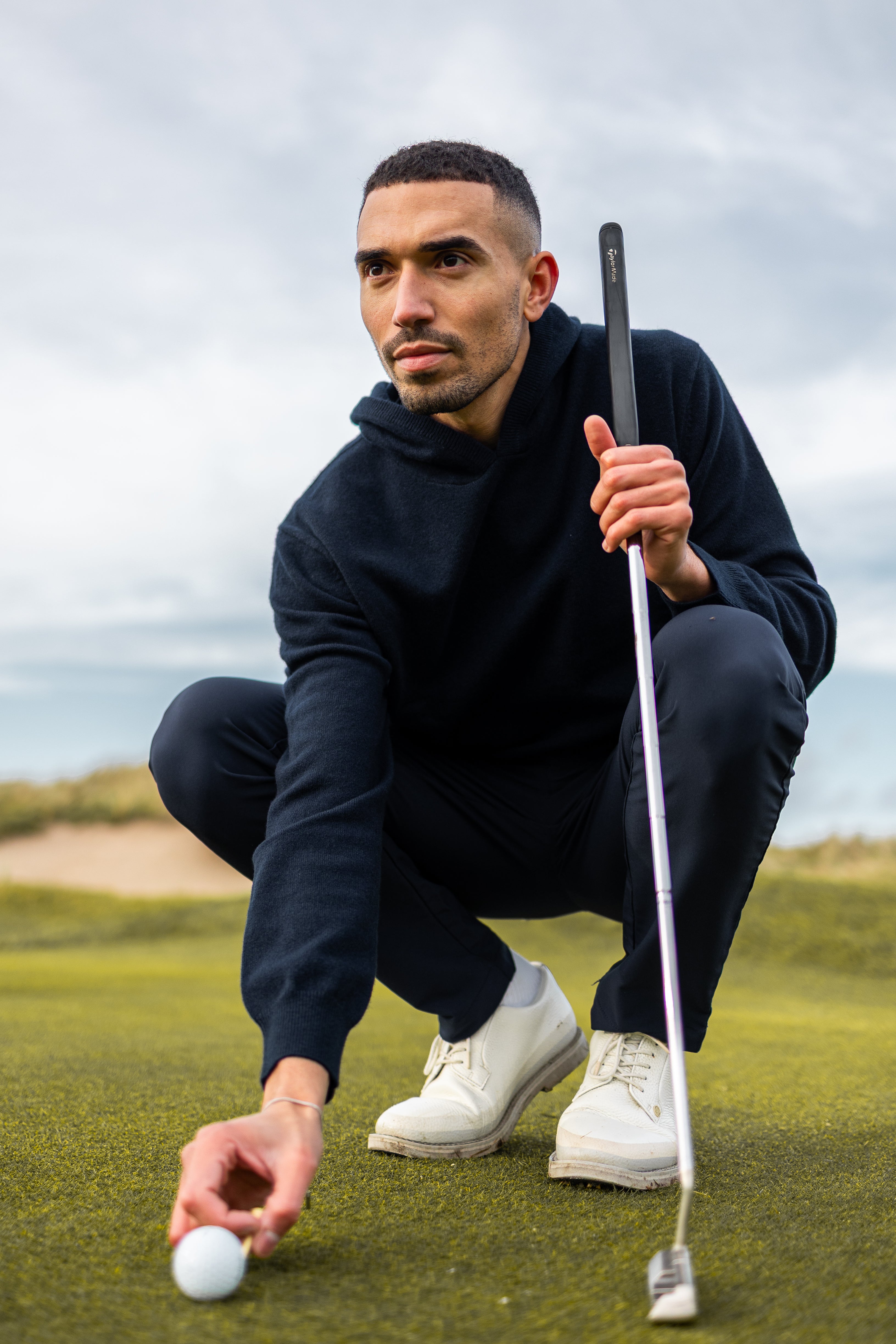 Men's Merino Golf Hoodie - Navy | Course to City | Curo Golf