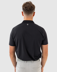 Block Polo Shirt in black, back view