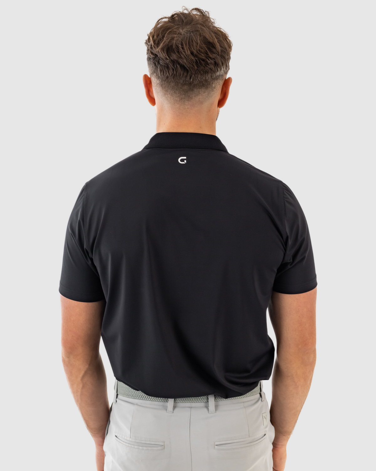 Block Polo Shirt in black, back view