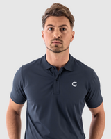 Block Polo Shirt in navy, front view
