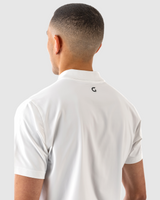 Block Polo Shirt in white, back view