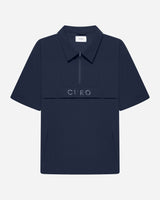 Cadence Windshirt in navy with sleeves removed, front view