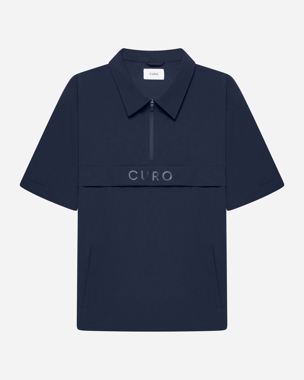 Cadence Windshirt in navy with sleeves removed, front view