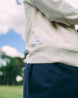 Merino Haven Hoodie hem label detail in cream