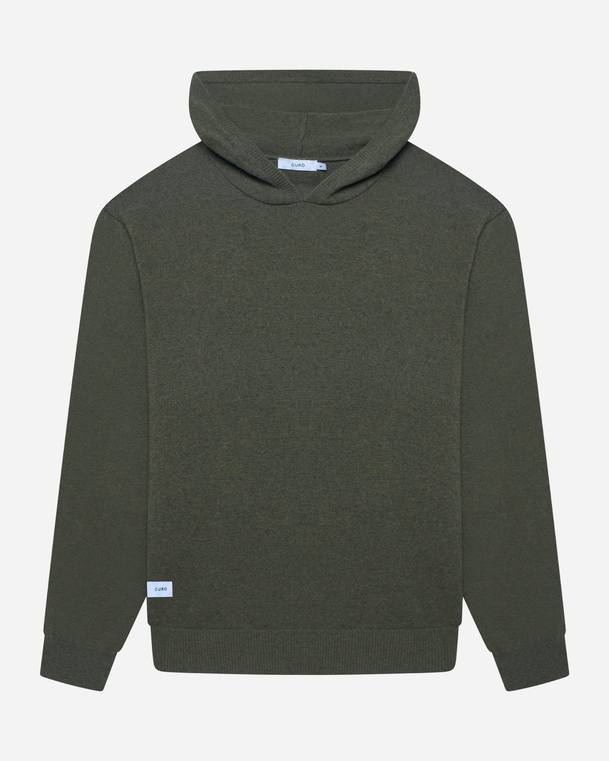 Merino Haven Hoodie in green, front view