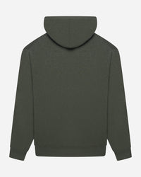 Merino Haven Hoodie in green, back view