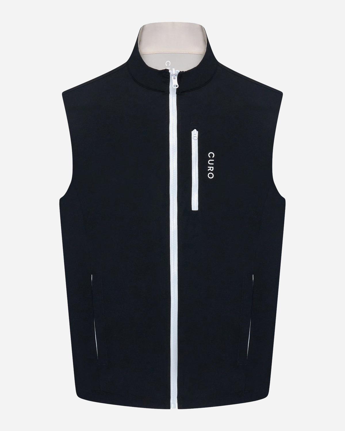 Revere Reversible Gilet, black side, front view